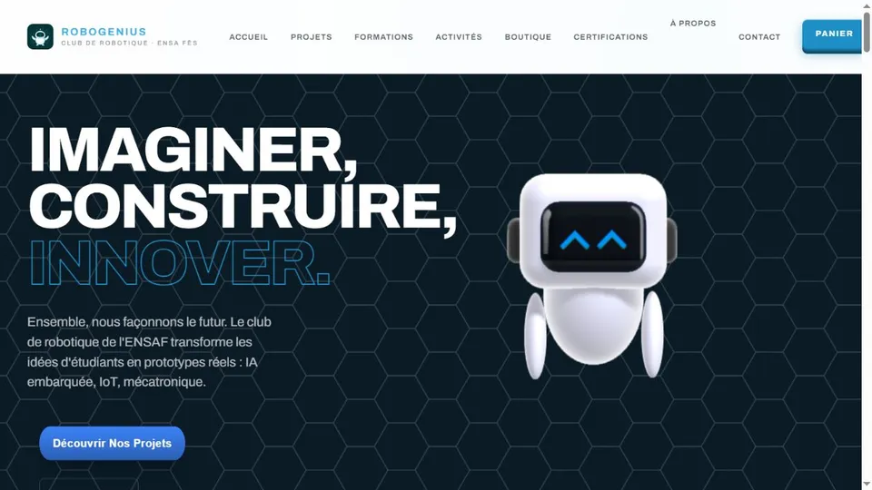 Screenshot of the deployed RoboGenius engineering-club website