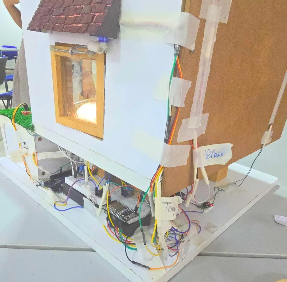 ESP32 and sensor wiring inside the project hardware model